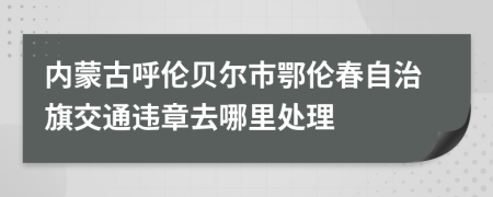 内蒙古呼伦贝尔市鄂伦春自治旗交通违章去哪里处理