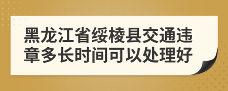 黑龙江省绥棱县交通违章多长时间可以处理好