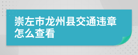 崇左市龙州县交通违章怎么查看