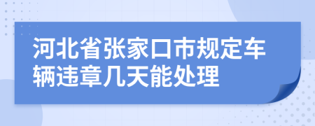 河北省张家口市规定车辆违章几天能处理