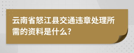 云南省怒江县交通违章处理所需的资料是什么?