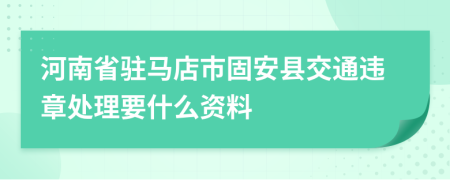 河南省驻马店市固安县交通违章处理要什么资料