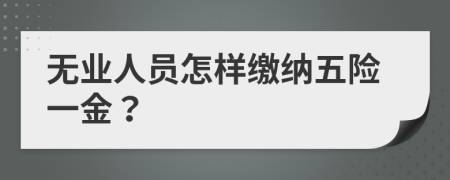 无业人员怎样缴纳五险一金？