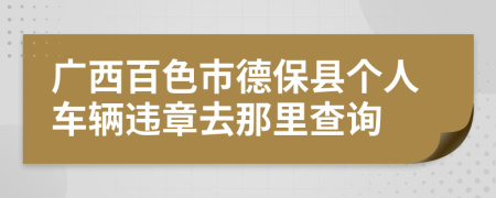 广西百色市德保县个人车辆违章去那里查询