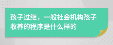 孩子过继，一般社会机构孩子收养的程序是什么样的