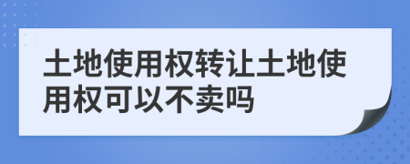 土地使用权转让土地使用权可以不卖吗