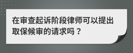 在审查起诉阶段律师可以提出取保候审的请求吗？