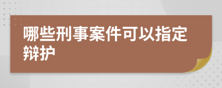 哪些刑事案件可以指定辩护