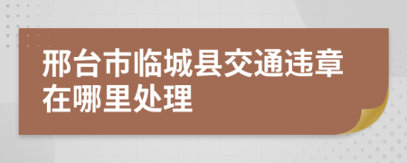 邢台市临城县交通违章在哪里处理