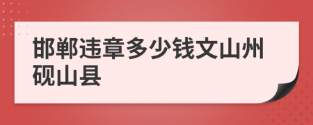 邯郸违章多少钱文山州砚山县