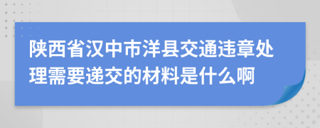 陕西省汉中市洋县交通违章处理需要递交的材料是什么啊