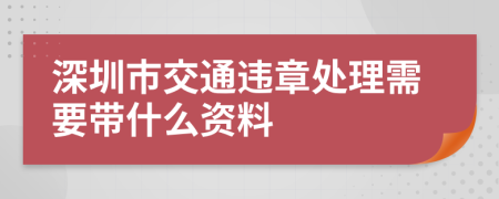 深圳市交通违章处理需要带什么资料