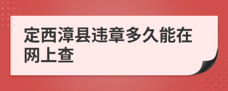 定西漳县违章多久能在网上查