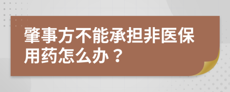 肇事方不能承担非医保用药怎么办？