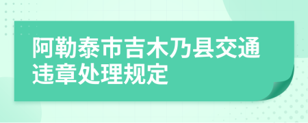 阿勒泰市吉木乃县交通违章处理规定