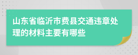 山东省临沂市费县交通违章处理的材料主要有哪些