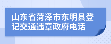 山东省菏泽市东明县登记交通违章政府电话