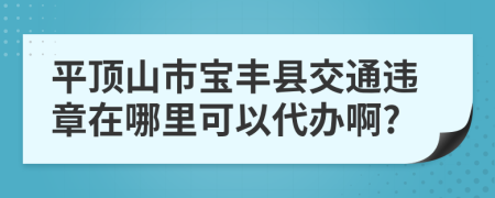 平顶山市宝丰县交通违章在哪里可以代办啊?