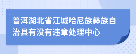 普洱湖北省江城哈尼族彝族自治县有没有违章处理中心