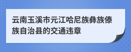 云南玉溪市元江哈尼族彝族傣族自治县的交通违章