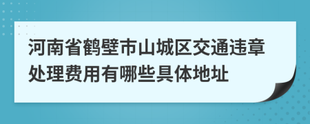 河南省鹤壁市山城区交通违章处理费用有哪些具体地址