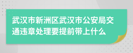 武汉市新洲区武汉市公安局交通违章处理要提前带上什么