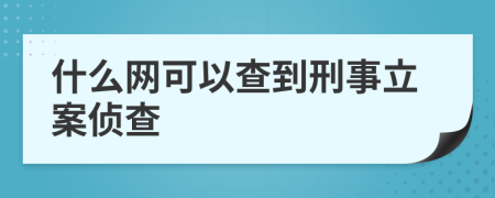 什么网可以查到刑事立案侦查