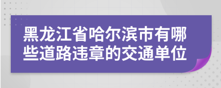 黑龙江省哈尔滨市有哪些道路违章的交通单位