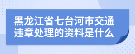 黑龙江省七台河市交通违章处理的资料是什么