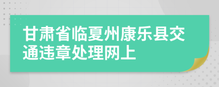 甘肃省临夏州康乐县交通违章处理网上