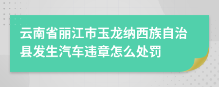 云南省丽江市玉龙纳西族自治县发生汽车违章怎么处罚