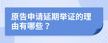 原告申请延期举证的理由有哪些？