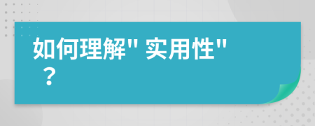 如何理解" 实用性" ？