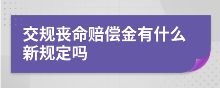 交规丧命赔偿金有什么新规定吗