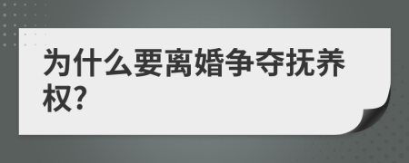 为什么要离婚争夺抚养权?