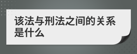 该法与刑法之间的关系是什么