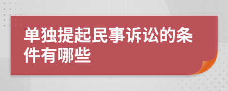 单独提起民事诉讼的条件有哪些