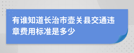 有谁知道长治市壶关县交通违章费用标准是多少