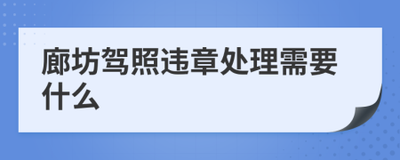 廊坊驾照违章处理需要什么