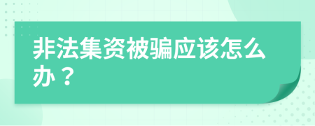 非法集资被骗应该怎么办？