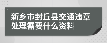 新乡市封丘县交通违章处理需要什么资料