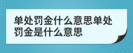 单处罚金什么意思单处罚金是什么意思