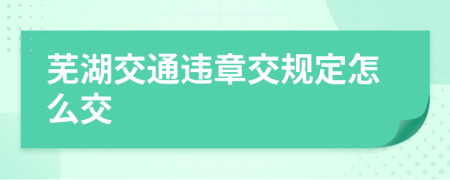 芜湖交通违章交规定怎么交