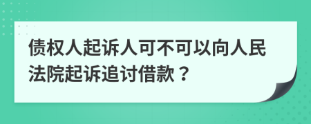 债权人起诉人可不可以向人民法院起诉追讨借款？