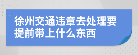 徐州交通违章去处理要提前带上什么东西