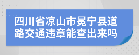 四川省凉山市冕宁县道路交通违章能查出来吗