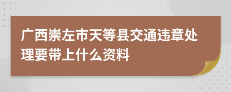 广西崇左市天等县交通违章处理要带上什么资料