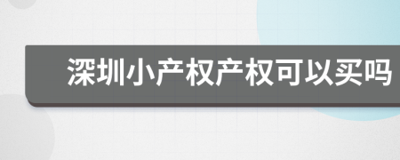 深圳小产权产权可以买吗