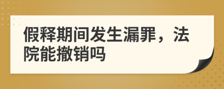 假释期间发生漏罪，法院能撤销吗