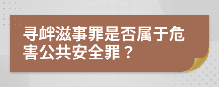 寻衅滋事罪是否属于危害公共安全罪？